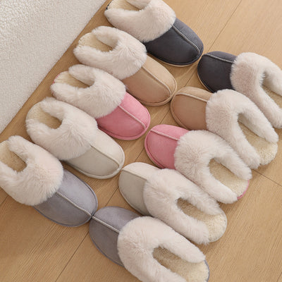 Winter Warm Plush Slippers Fur Slippers Comfy Non-Slip Bedroom Fuzzy Shoes - - Women's Slippers - Carvan Mart