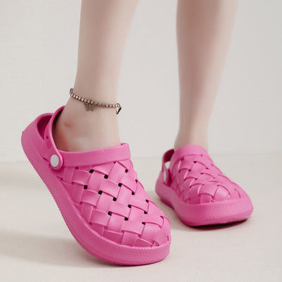 Carvan Women's Classic Clogs Summer Sandals Platform Cross-woven Crocs - Carvan Mart