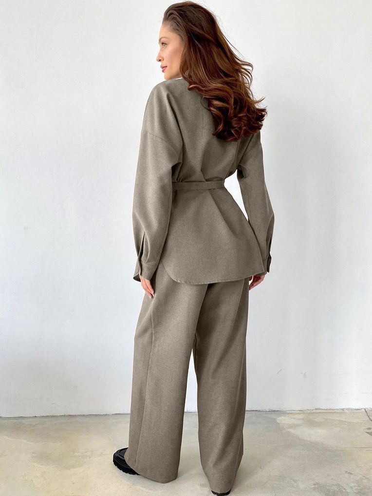 Women Two Piece Suit Long Sleeve High-end Casual Temperament Blazer Suit - Carvan Mart