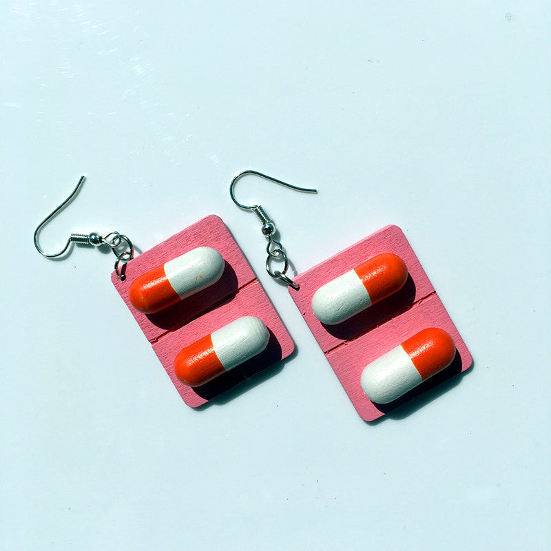 Capsule pills funny funny earrings - Carvan Mart