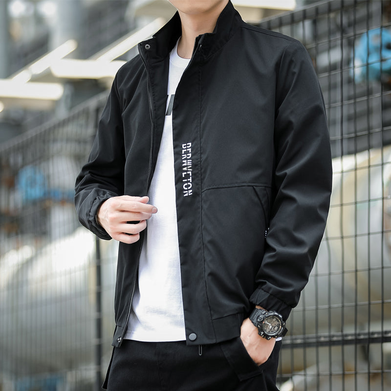 Casual Jacket Men Baseball Uniform Trendy Top - Black - Men's Jackets & Coats - Carvan Mart