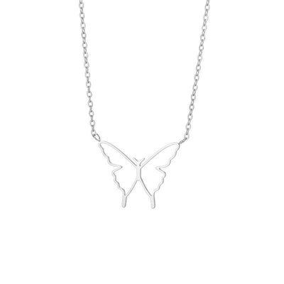 Women's Fashionable Elegant Hollow Butterfly Wings Pendant Necklace - Steel - Necklaces - Carvan Mart