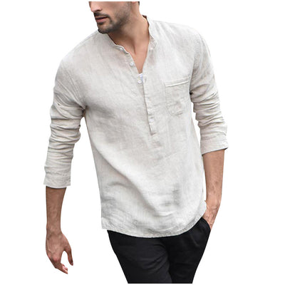 Men's Vintage Shirt Button Trendy Linen Button-ups - Carvan Mart