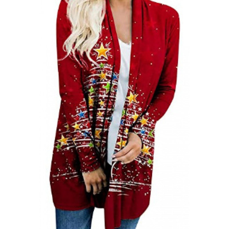 Women's Rainbow Cardigan Sweater - Sparkling Holiday Design Long Knitwear - KL121214YJ077 - Sweaters - Carvan Mart