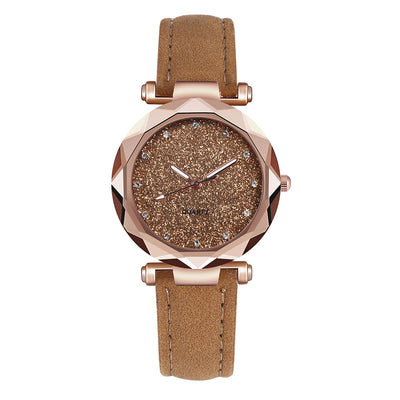 Casual Women Romantic Starry Sky Wrist Watch Leather Rhinestone Designer Ladies Clock - - Women's Watches - Carvan Mart