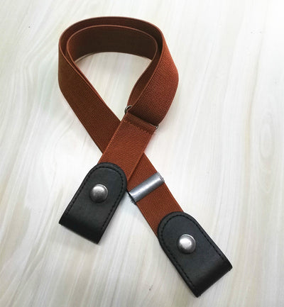 Creative Lazy Belt Fat Elastic Belt Men And Women Outdoor Sports Elastic Invisible Belt Vintage Print No Buckle Stretch Plus Belt - Light Brown - Belts & Cummerbunds - Carvan Mart