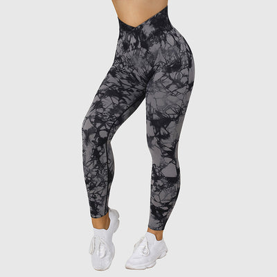 Seamless Tie Dye Leggings Women Yoga Pants Push Up Sport Fitness Running Gym Leggings - Carvan Mart