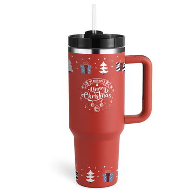 Valentines Day Gift Thermal Mug Straw Coffee Insulation Cup With Handle Portable Car Water Bottle Thermal Mug - Christmas Red B 1200ML - Gift - Carvan Mart