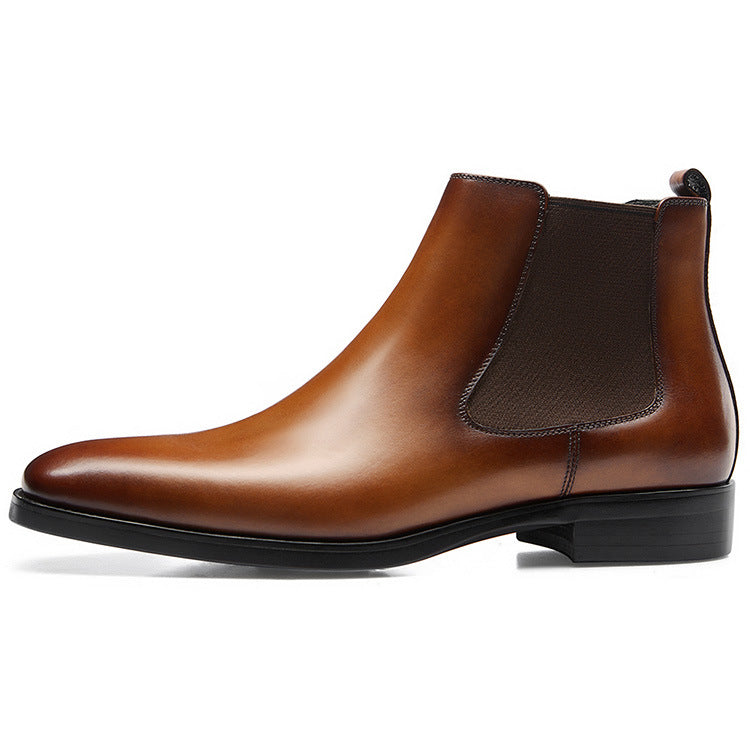 British Square Head Carved Ankle Boots - Brown - Men's Boots - Carvan Mart