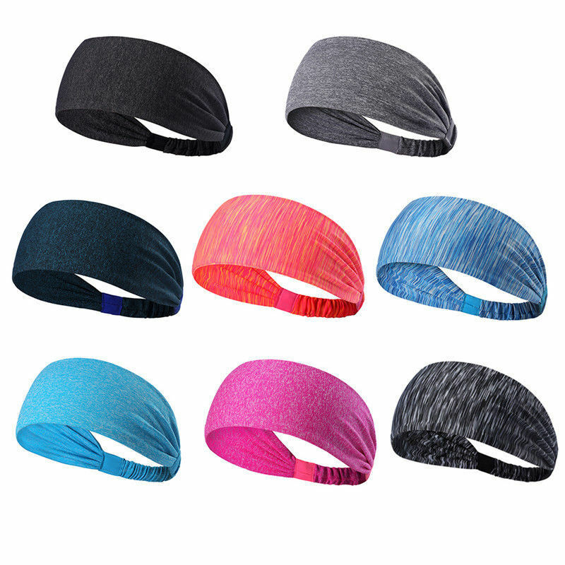 Men Women Sweat Sweatband Headband Yoga Gym Running Stretch Sports Head Band Random Color - - Women's Hats & Caps - Carvan Mart