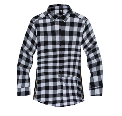 Classic Plaid Flannel Shirts Men's Fashion Hip Hop Shirt Streetwear Shirt - Carvan Mart