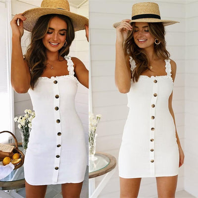 Women's Mini Dress Summer Cotton Linen Dress - Carvan Mart