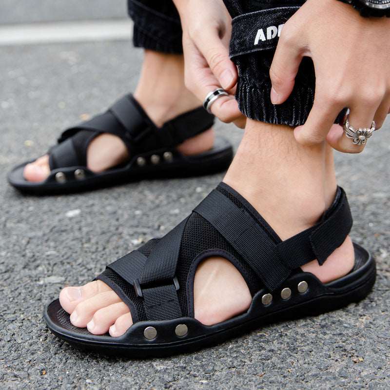 Casual Roman Sandals Men Strap Velcro Shoes - Carvan Mart
