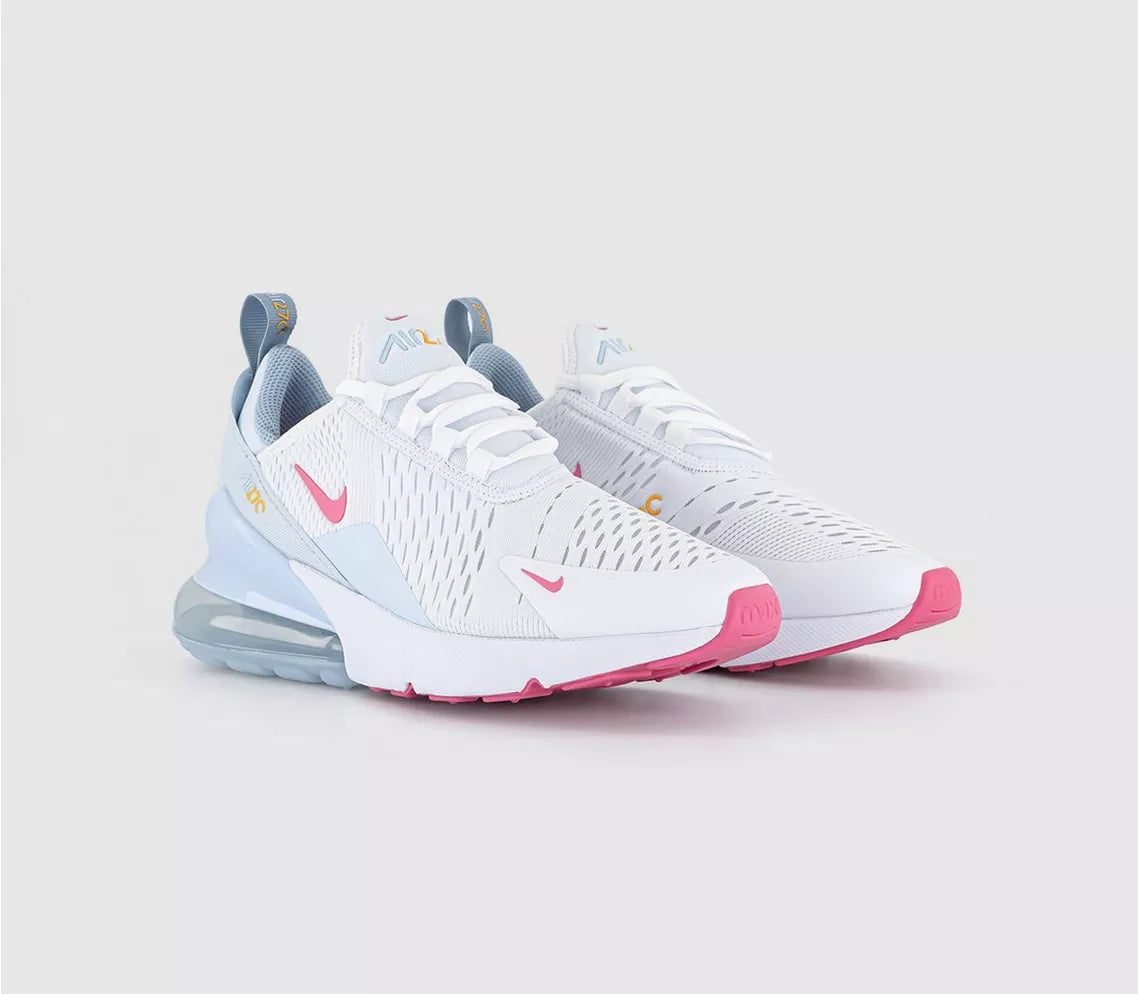 Nike Air Max 270 Shoes - White Pinksicle Blue Tint Light Armory Blue - Sneakers - Carvan Mart