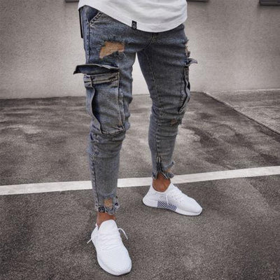 Cargo Hole Denim Jeans Men - Carvan Mart