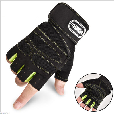 Cycling Gloves Half Finger Breathable Elastic Outdoor Bike Bicycle Riding Fitness Glove Accessories - Dark green - Men's Gloves - Carvan Mart