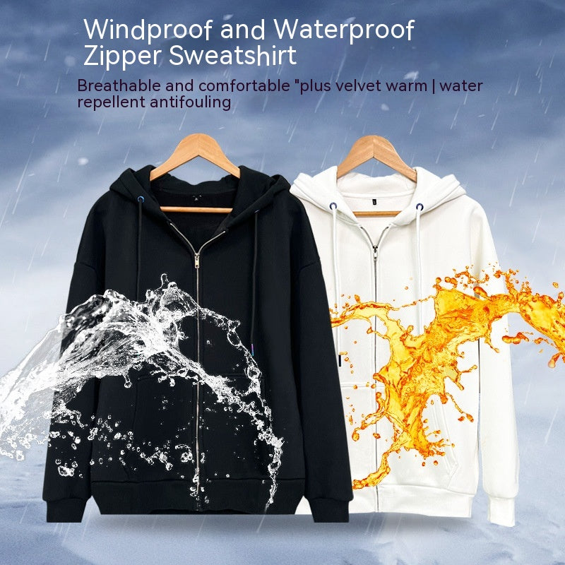 Waterproof Fleece-lined Sweater Men's Lambswool Warm Top - Carvan Mart