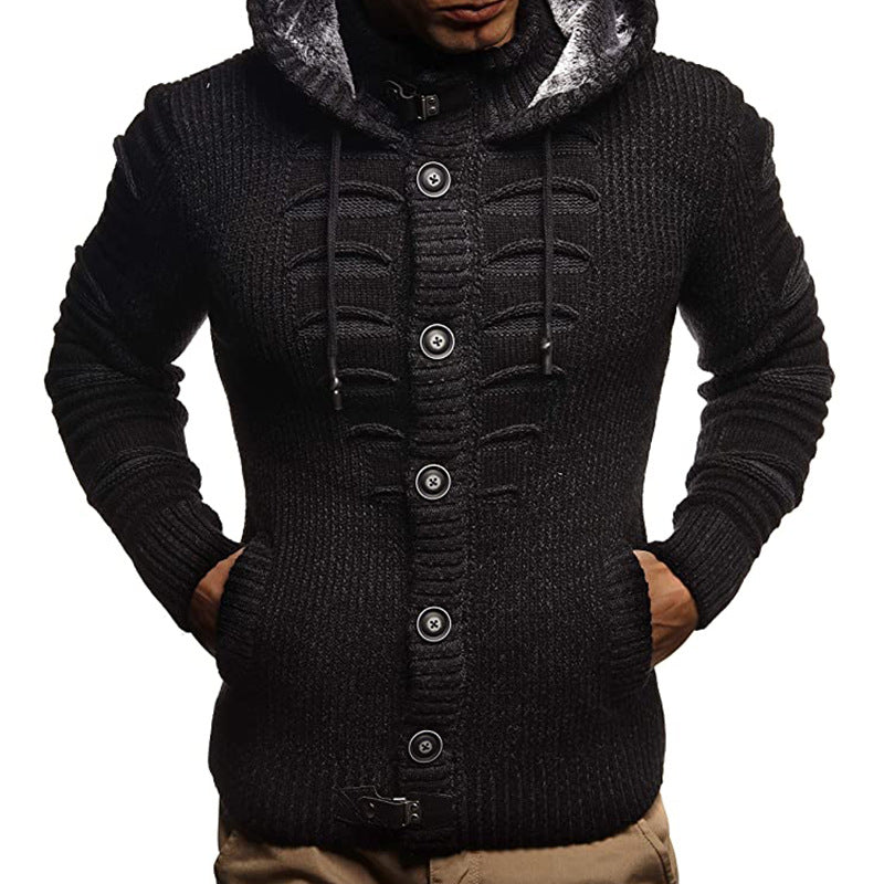 Sweater Men's Hooded Knitted Cardigan Jacket - Carvan Mart