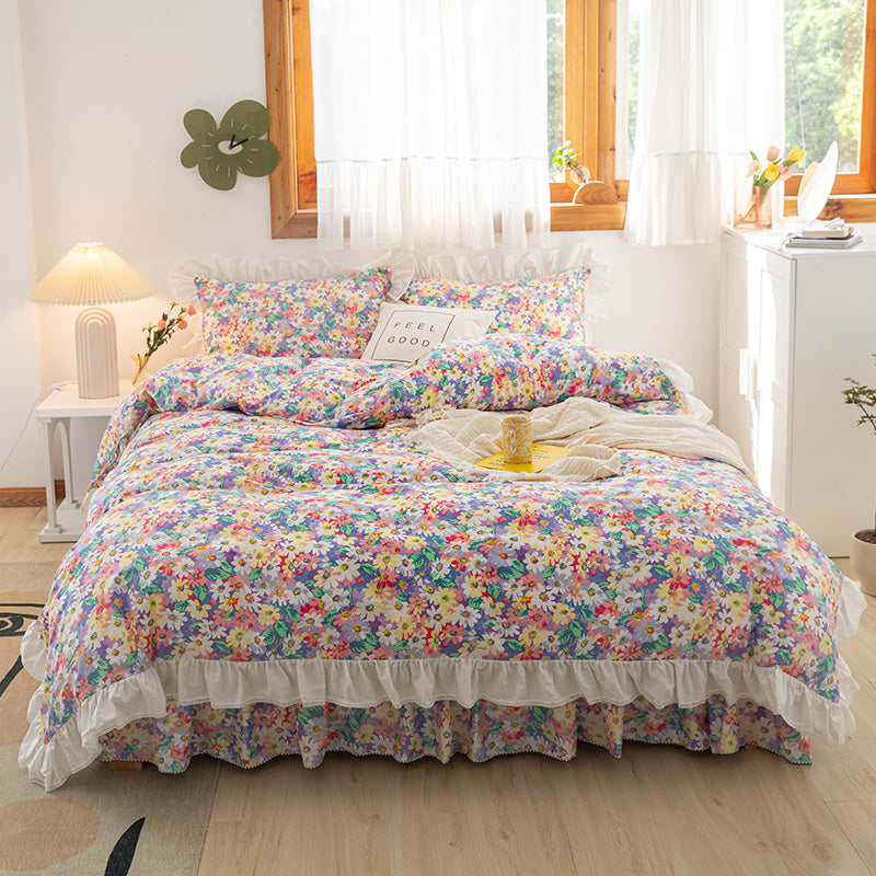 Lace Bed Skirt Set Of Four - Carvan Mart