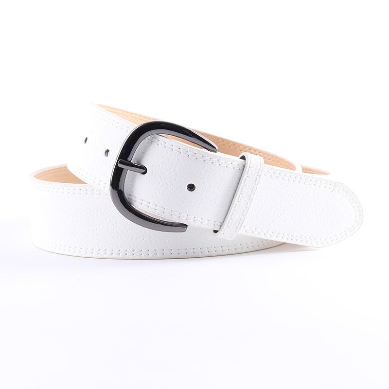 Ladies alloy pin buckle frosted decorative belt - White - Belts & Cummerbunds - Carvan Mart