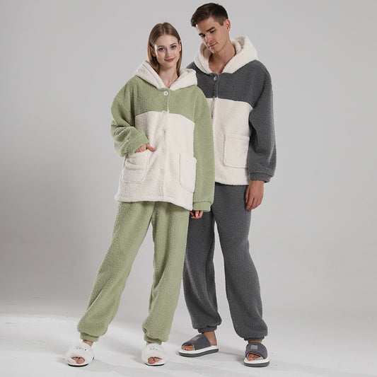 Men's And Women's Fashion Coral Velvet Pajamas Suit