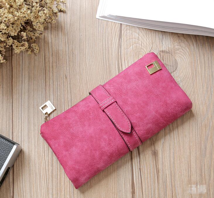 Leather Zipper Long Women Wallet - Rose red - Women's Wallet - Carvan Mart