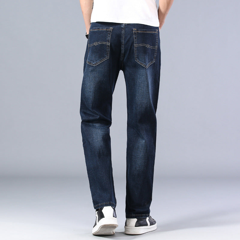 Men's Relaxed Fit Loose Straight Jeans - Comfortable Mid-Waist Cotton Pants - Carvan Mart