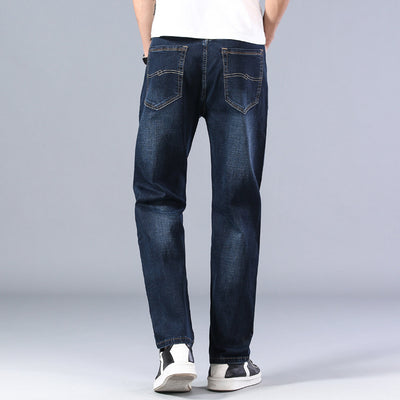 Men's Relaxed Fit Loose Straight Jeans - Comfortable Mid-Waist Cotton Pants - - Men's Jeans - Carvan Mart