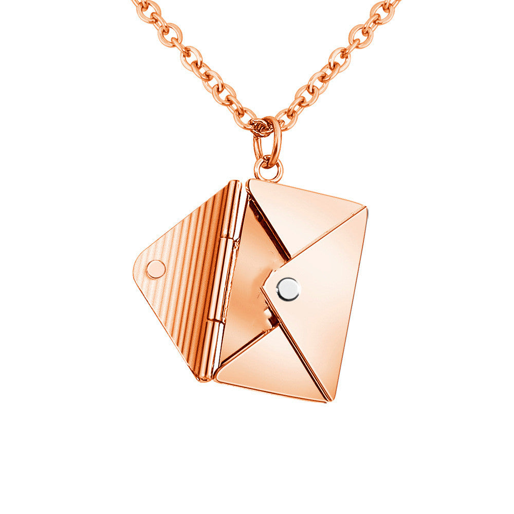 Fashion Jewelry Envelop Necklace Women Lover Letter Pendant Best Gifts For Girlfriend - Rose Gold - Necklaces - Carvan Mart