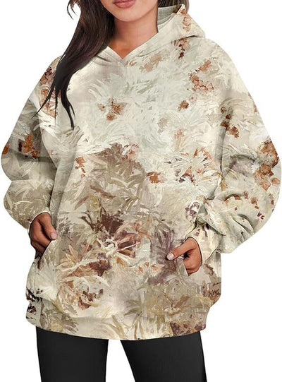 Camouflage Hoodie Maple Leaf Print Oversized Sports Women's Hoodie - Chrysanthemum - Women Hoodies & Sweatshirts - Carvan Mart