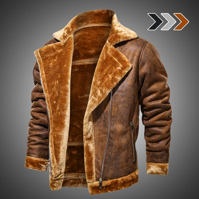 Retro Men Winter Suede Leather Jacket - - Genuine Leather - Carvan Mart