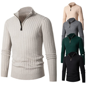 Men's Long-sleeved Half-turtleneck Zip-up Sweater - Carvan Mart