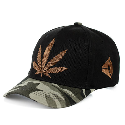 Simple Green Maple Leaf Hemp Leaf Caps Men And Women Baseball Caps Shopping - Black - Men's Hats & Caps - Carvan Mart