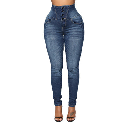 Womens High Waist  Slim Jeans Pant - Carvan Mart