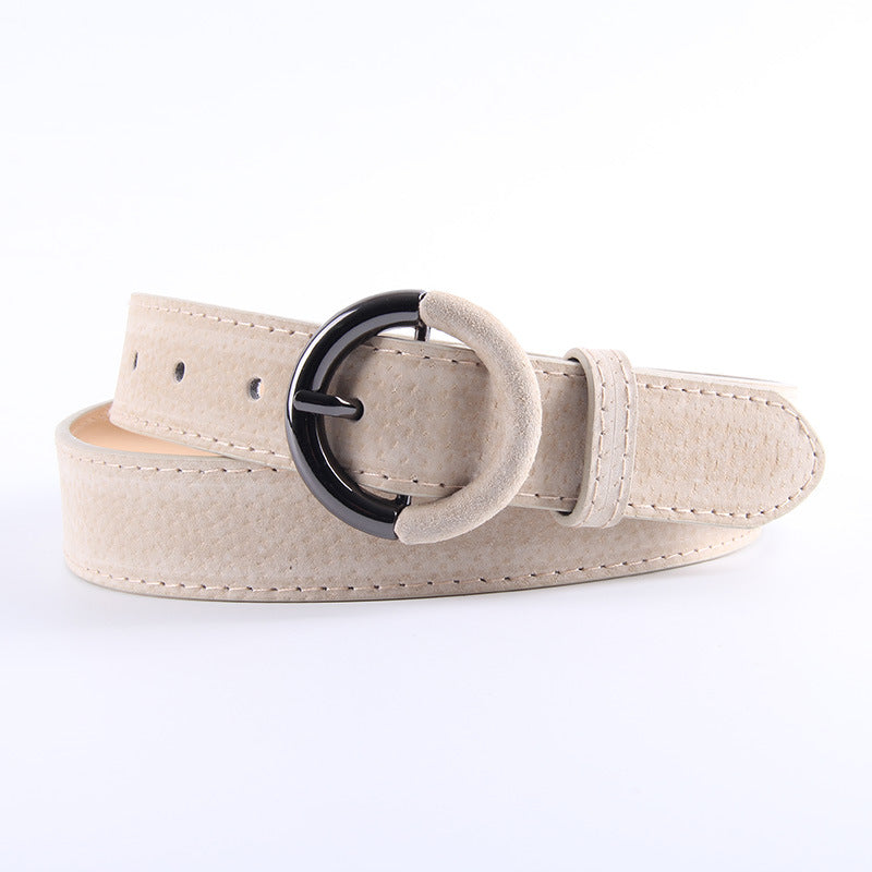 Round buckle belt wild lady pin buckle decorative belt - Beige 105cm - Belts & Cummerbunds - Carvan Mart