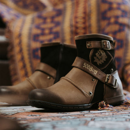 Men's Buckle Ankle Boots Cowboy Hiking Boots Casual Shoes - Carvan Mart Ltd