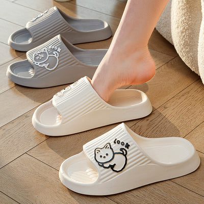 Cute Cat Slippers Summer Women Home Shoes Bath Thick Platform Non-Slip Slides Indoor Outdoor - - Women's Slippers - Carvan Mart