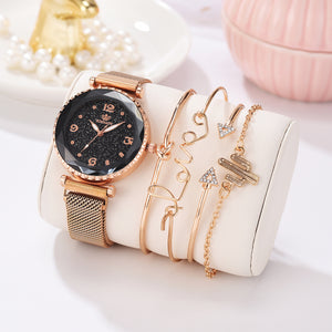 Women Watches Starry Sky Magnet Buckle Fashion Bracelet Wristwatch Roman Numeral Simple Clock Gift - Carvan Mart