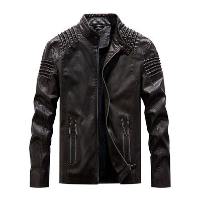 Men Leather Jacket Winter And Autumn Motorcycle PU Warm Fashion - Carvan Mart