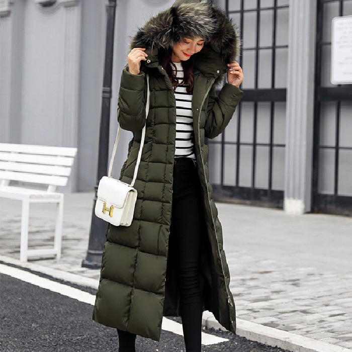 Durable Fashion Winter Women's Down Coat Cotton Padded Parka Thickened Long Jacket Warm Casual - Military Green - Women's Coats & Jackets - Carvan Mart