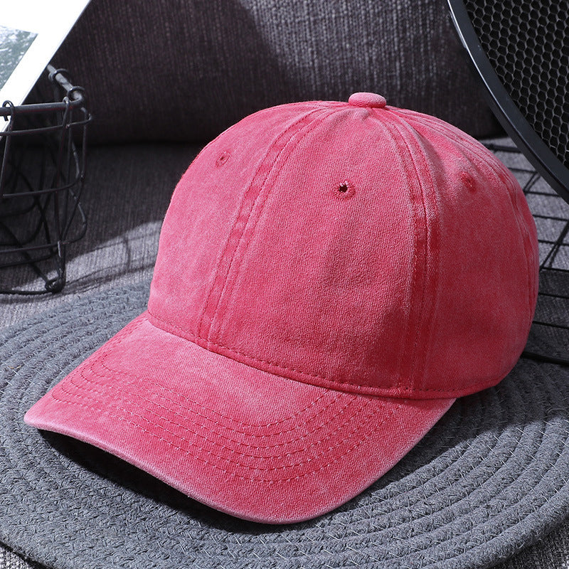 Washed Baseball Caps For Men And Women Outdoor Distressed Sun Hats Simple Caps - Watermelon Red - Men's Hats & Caps - Carvan Mart