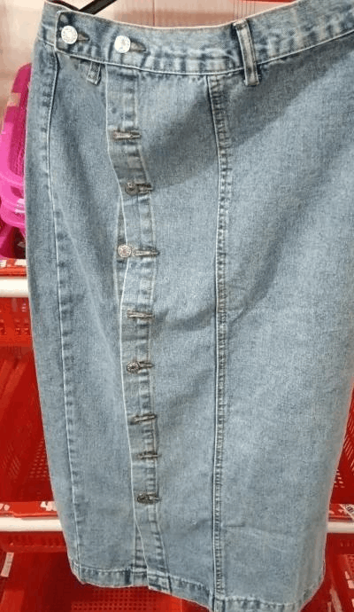 Button Irregular Slit denim High Waist Skirt - Carvan Mart