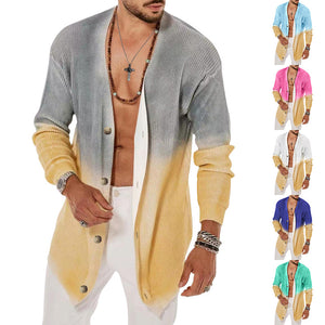 Men's Fashion Tie Dyed Five Color Long Sleeved Cardigan - Carvan Mart