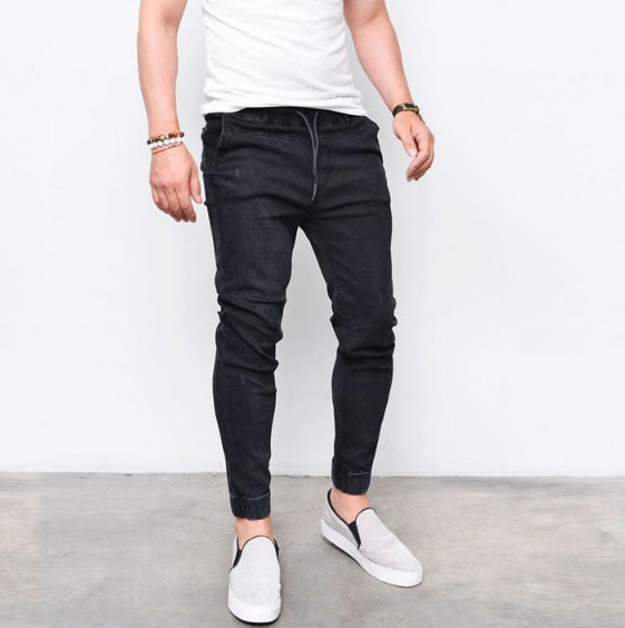 Men's Slim Fit Jogger Jeans - Stretch Denim Pants for Casual Wear - Black - Men's Jeans - Carvan Mart