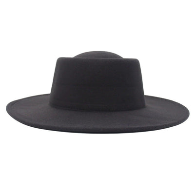 Retro Fedora 8cm Wide Brim Solid Color Concave-convex Dome Woolen Hat - Carvan Mart