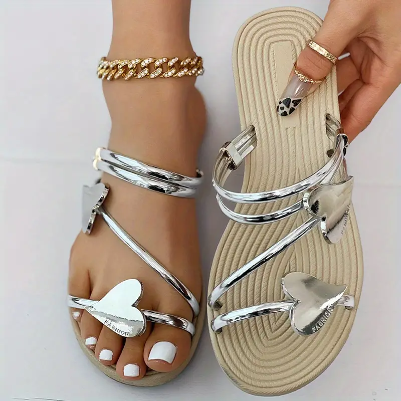 Heart Shape Slippers Summer Flat Love Beach Shoes Women - Carvan Mart