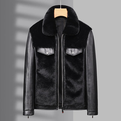 Winter Men's Warm Mink Fur Jacket Coat - 3012 Black - Men's Jackets & Coats - Carvan Mart