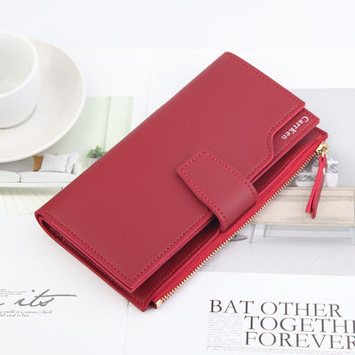 Women's Wallet Long Wallet Women Zipper Card - Red - Women's Wallet - Carvan Mart