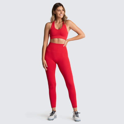 Seamless Gym Set Nylon Woman Sportswear - Red - Active Attire - Carvan Mart