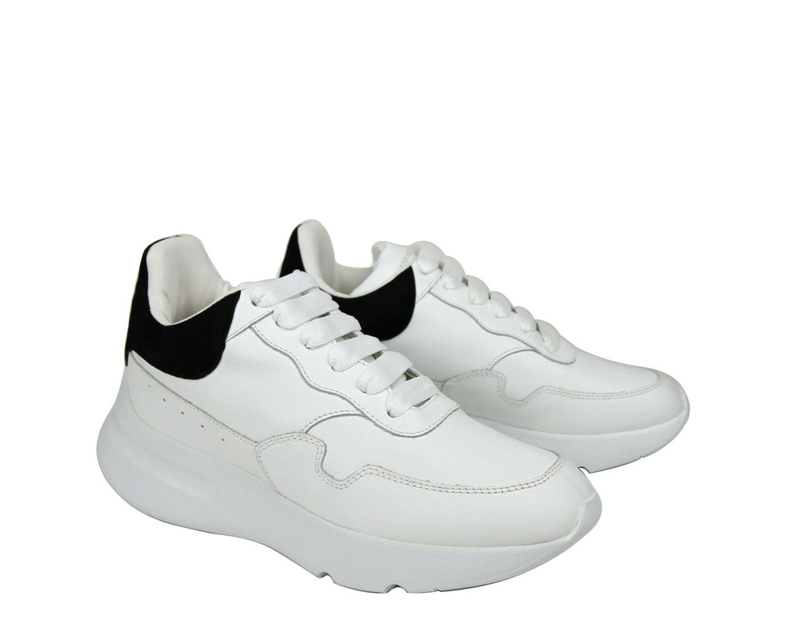 Alexander McQueen Women White Leather Suede Sneaker - - - Alexander McQueen